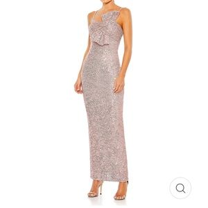 Mac Duggal Blush Sequined Bow Dress, size 0